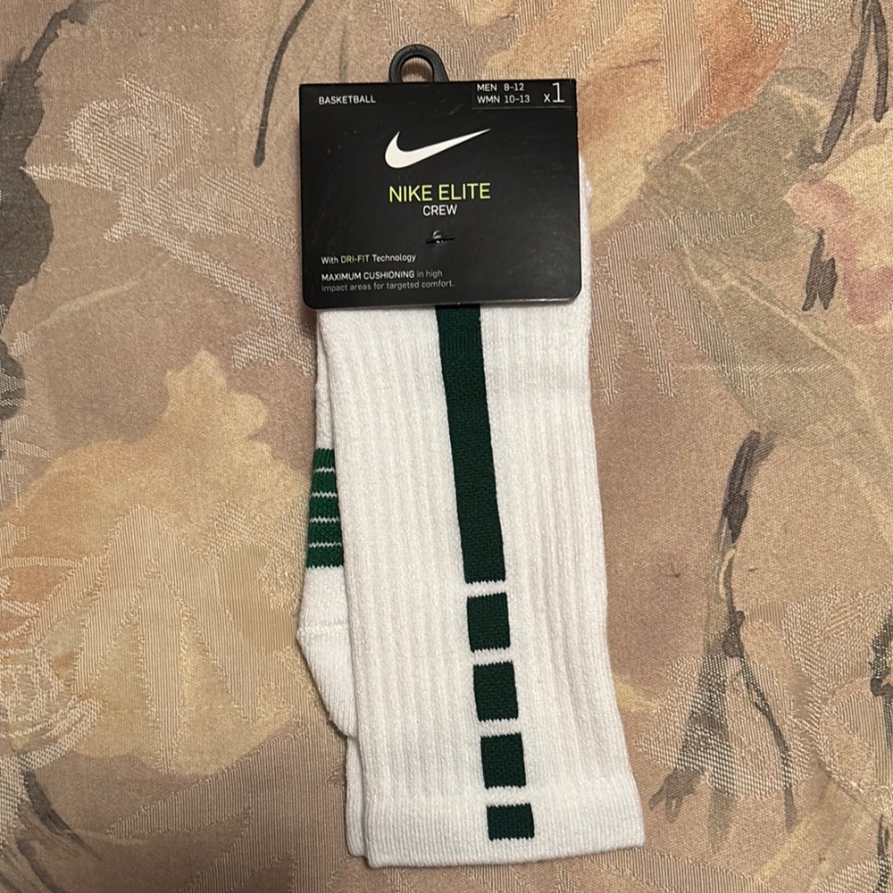 Nike White and Green Athletic Socks, NWT, L